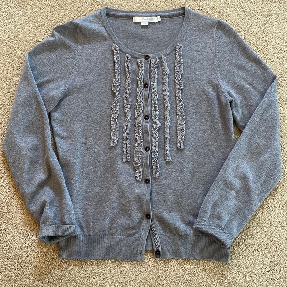 Boden classic ruffle bib cardigan size 6